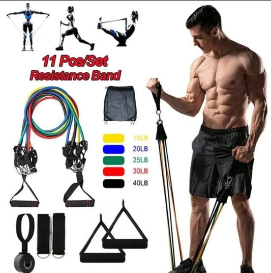 11-Piece Resistance Band Set – Strength Training & Fitness Kit for Men & Women