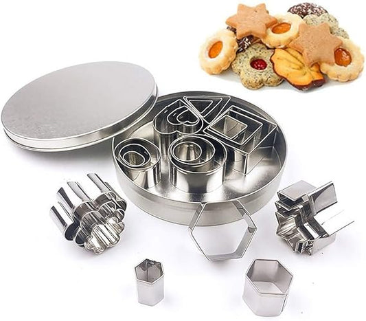 12-Piece Stainless Steel Cookie Cutter Set – 4 Shapes & 3 Sizes for Baking, Pastry, Fondant & Crafts