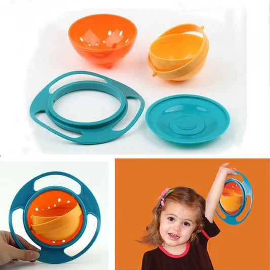 360° Spill-Proof Gyro Bowl for Kids – Rotating Baby Feeding Bowl with Anti-Spill Design (Random Color)