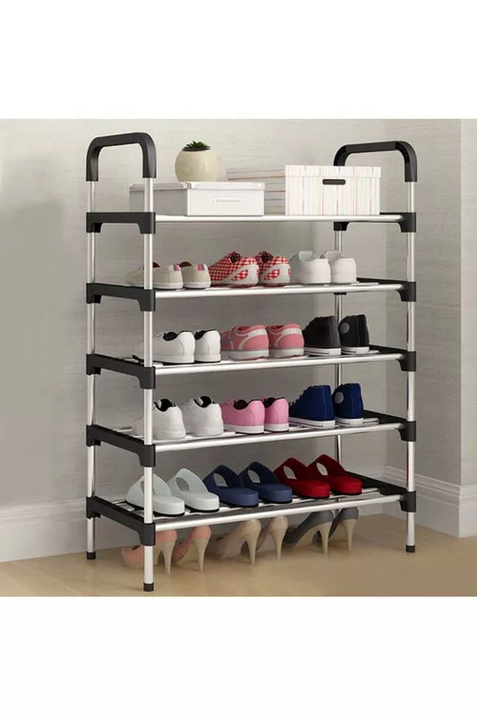 5-Layer Stainless Steel Shoe Rack – Space-Saving Organizer for Home