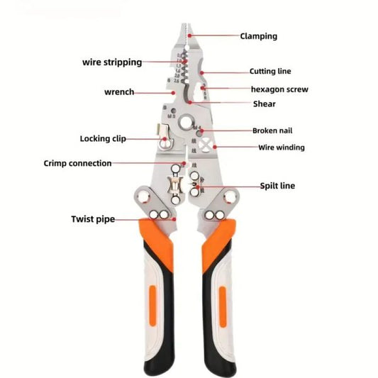 8-in-1 Foldable Wire Stripping & Cutting Multi-Tool – Durable Electrician Hand Tool