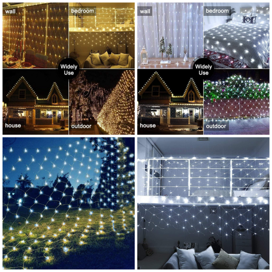 1.5×1.5M Waterproof Net Mesh Fairy Lights – Outdoor & Indoor Decoration Lights
