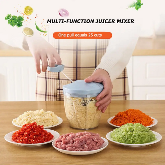 Hand Pulled Multipurpose Chopper – Rope Pull Vegetable Cutter & Meat Grinder for Quick Food Prep (Random Color)
